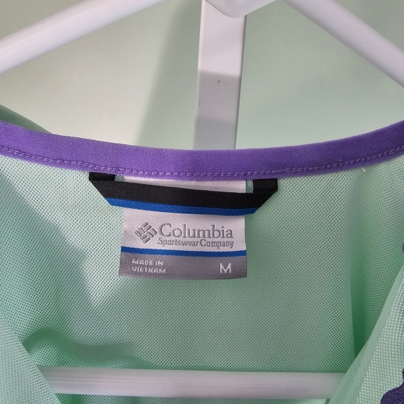 Girls Comlumbia Athena Windbreaker Long Jacket Sea Ice Green Purple Youth Medium - Picture 3 of 7